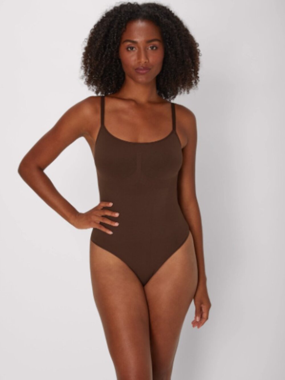 Maidenform Seamless Tummy Control Shapewear Thong Bodysuit Just Brown M 11121